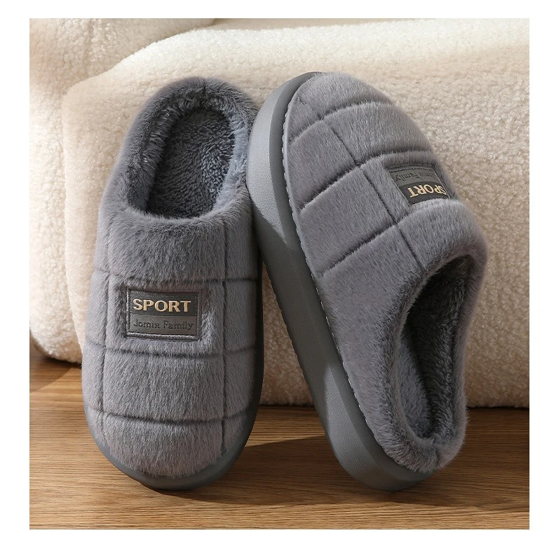 Breite Winterhausschuhe für Herren – dicke Sohle mit Cloud-Komfort, rutschfeste Plüsch-Hausschuhe für den Innenbereich, gemütliche, mit Fleece gefütterte Stiefeletten – Detail 2