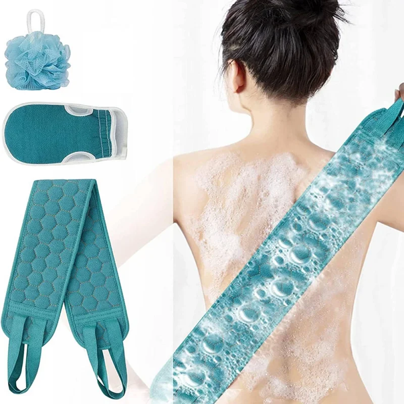 3Pcs/set Body Cleaning Washcloth Soft Brush Home Hotel Bathroom Shower Ball Back Scrubber Set Exfoliating Skin Towel Bath Gloves