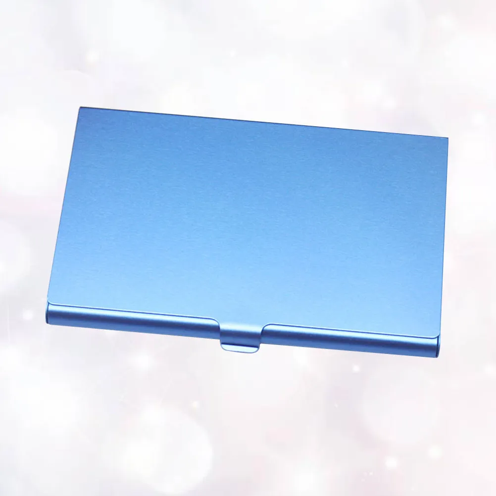 Elegant Aluminum Alloy Business Card Holder Metal Name Organizer for Id Credit Cards Fits Handbag Gift Blue