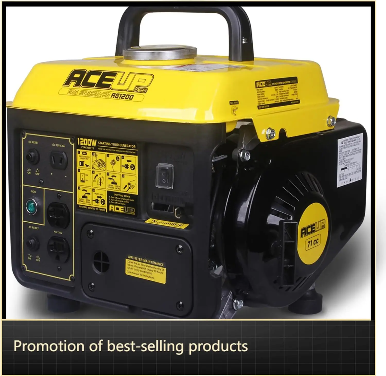 

1200W Gas Powered Portable Generator Home Use Ultralight EPA CARB Compliant