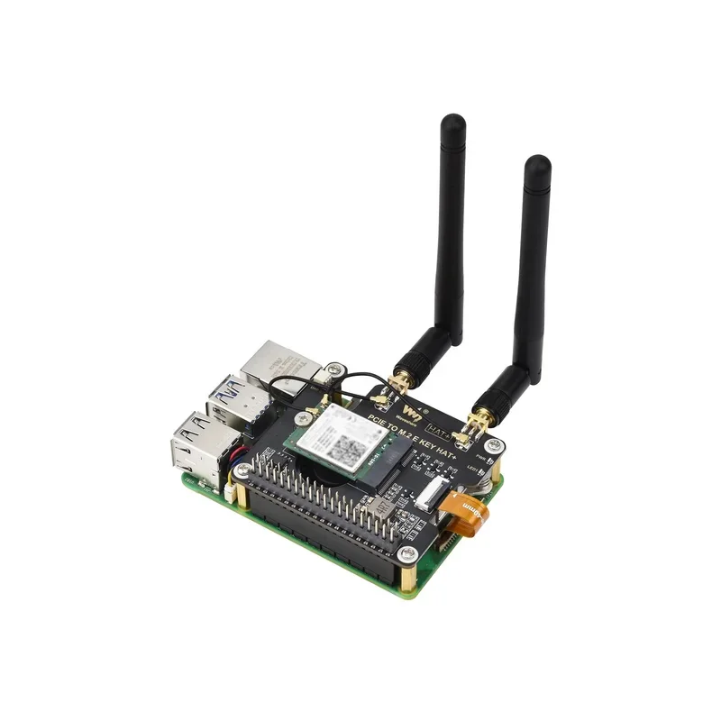 【Waveshare genuine】- PCIe To M.2 E KEY HAT for Raspberry Pi 5, Compatible With NGFF (M.2 E Key) Wireless NIC, Supports USB Bluet