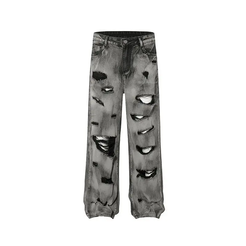 

Autumn Men's New Special-Interest Design Ripped Washed Jeans Trousers Pants