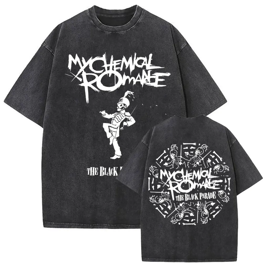 Washed Vintage My Chemical Romance The Black Parade MCR Hourglass Print T Shirt Men Rock Oversized Tshirt Classic 90s Streetwear