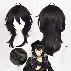 ES Rei Sakuma Cosplay Wig 45cm Long Natural Black Wigs Heat Resistant Synthetic Hair Simulated Scalp Wigs