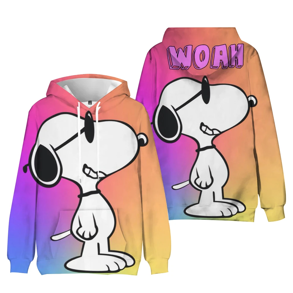 Snoopy Cartoon Anime Women Pullover Spring Autumn Women Round Neck Hoodie Clothes 2024 New Fashion Couple Sweatshirt Tops