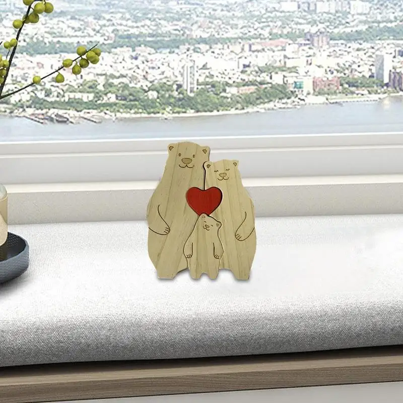 Bear Decorations For Room Heart Cartoon Wooden Decorations Artistic Desktop Ornament Cute Decorations For Home Living Room