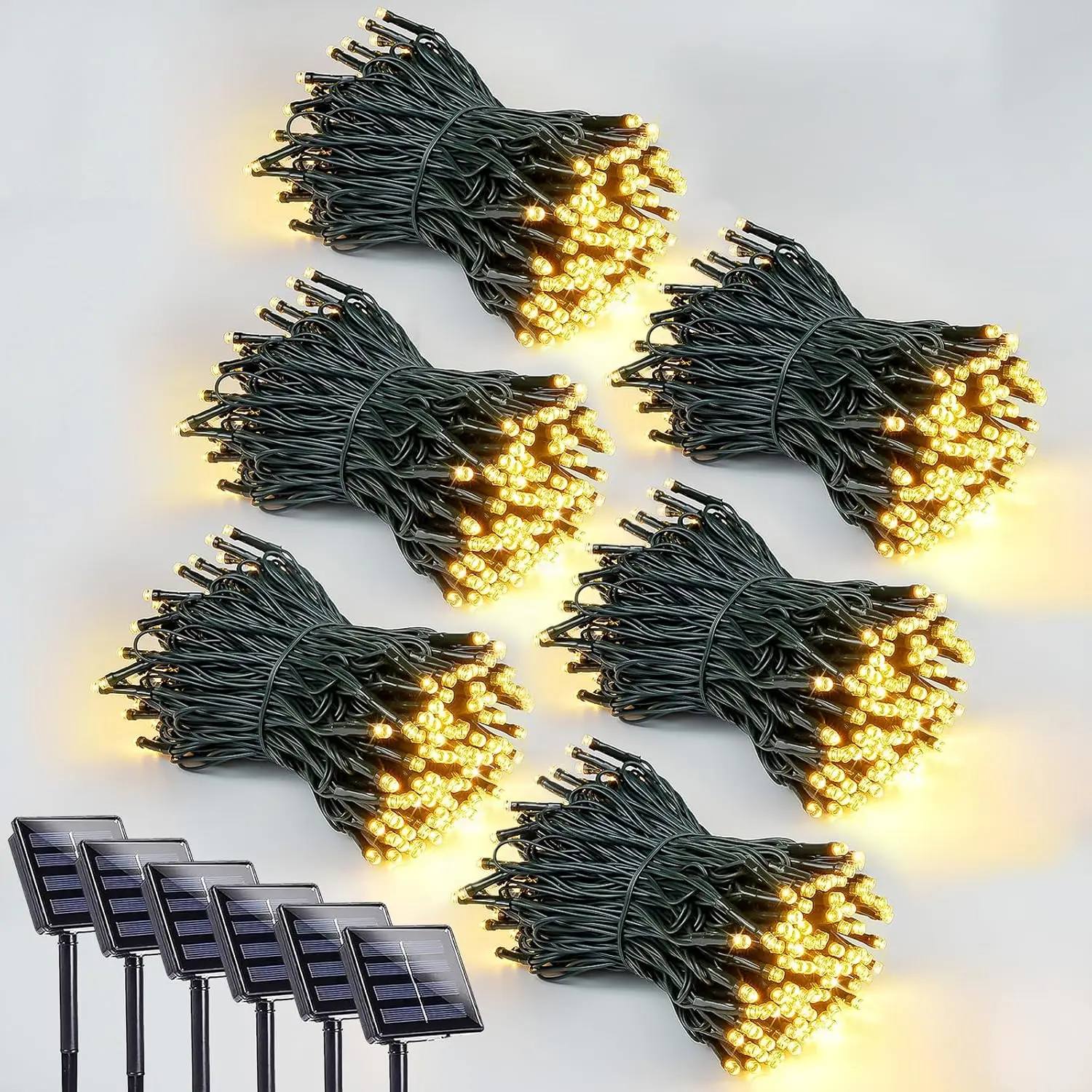 

Набор из 6 солнечных гирлянд с 8 режимами работы, водонепроницаемые, для уличных рождественских вечеринок, украшения двора и сада