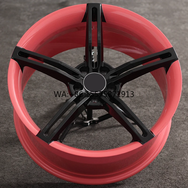 

Новые полностью настраиваемые розовые диски с ярко-черными пятью спицами из кованого алюминиевого сплава для легковых автомобилей RWE, гарантия 5 лет