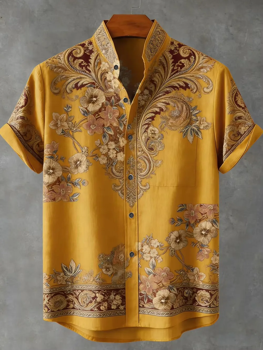 Men's spring new linen short-sleeved shirt natural ocean high-definition 3D printed shirt Hawaiian casual vacation clothes men