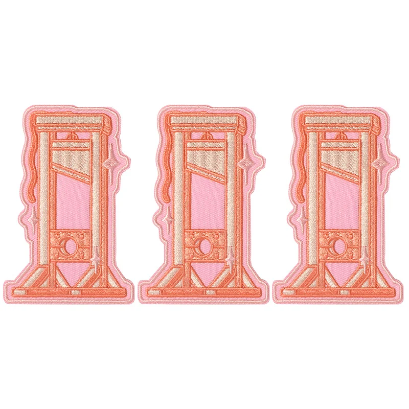

3PCS Pink Guillotine Embroidered Patch Iron On Gothic Horror Adhesive Badge DIY Gift For Clothes Cap Bag Jacket Trucker Hat