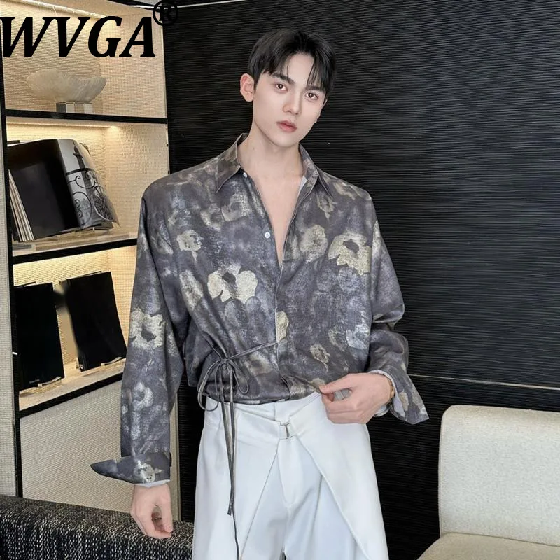 

WVGA Spring Summer New Man Tide Printed Trendy Long Sleeved Shirts Niche Chic Casual Turn-Down Collar Tie Design Tops Ins W20499