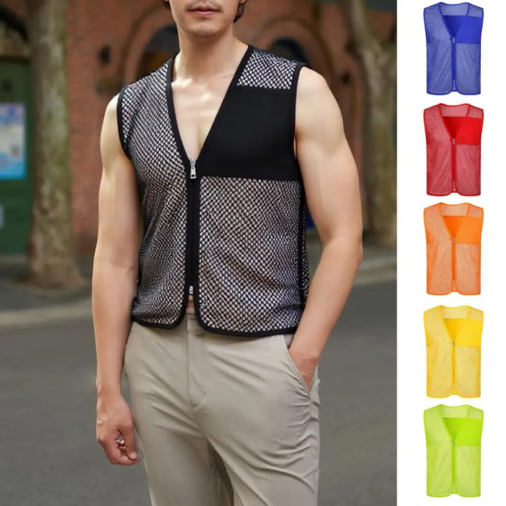 Gilet Giacca da moto vuota ad alta visibilità Gilet di sicurezza Segnale fluorescente Uomo Donna Adulti Gilet da esterno volontario portatile