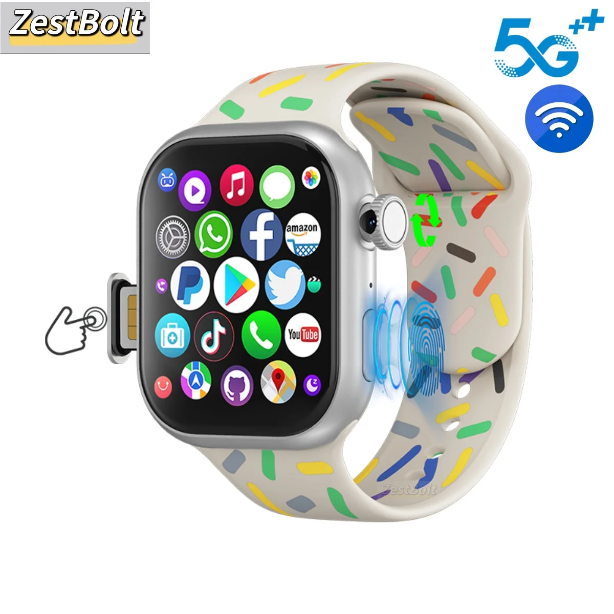 

VP19 Pro Touch ID Smart Watch 4G/5G Android Smartwatch With 1580Mah Battery 512GB Storage Rom Free Download App WIFI GPS Amoled