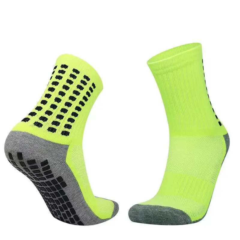 Chaussettes de football coordonnantes pour hommes et femmes, longues, en silicone, pour le sport