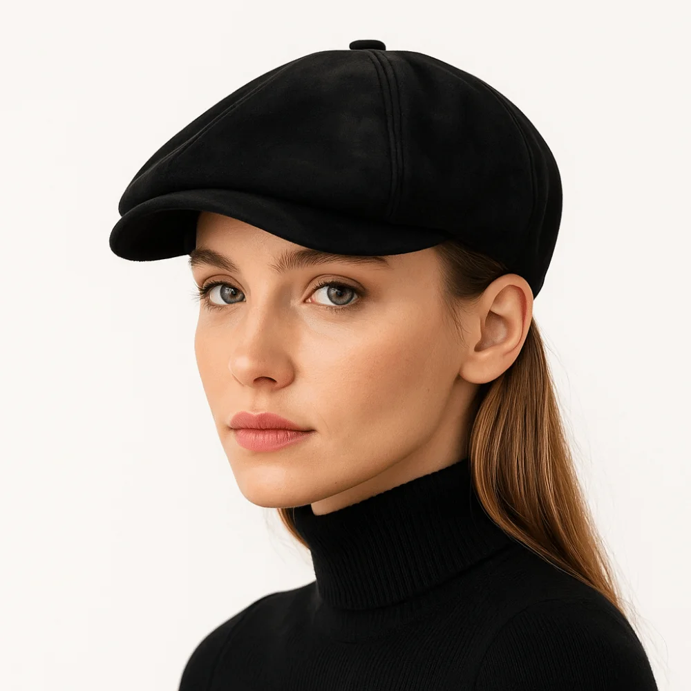 Trendy Retro Forward Hat Imitation Suede Adjustable Newsboy Cap Classic Timeless Ivy Cap Autumn Winter Wear