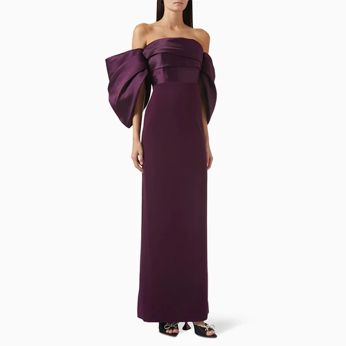 Vestido de noche morado oscuro con hombros descubiertos, columna sin tirantes, vestidos de noche para mujer, vestido de fiesta Formal elegante hasta el tobillo 2025