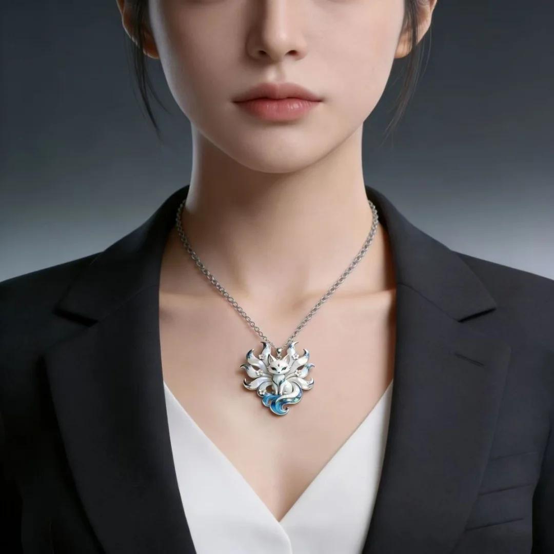Nine-Tailed Fox Enamel Pendant: Cute & Aesthetic, Blending Modern Trends with Chinese Style. Perfect Gift for Friends & Family. image 4