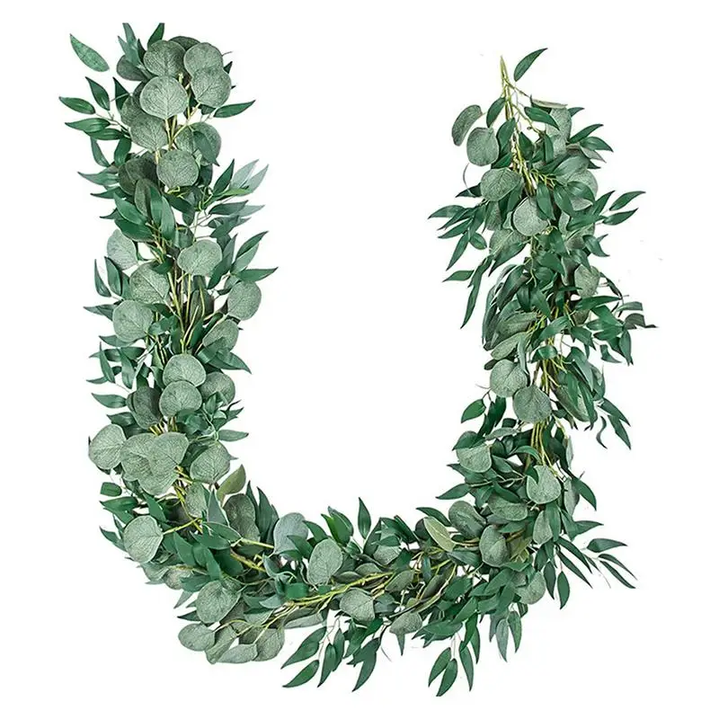 Artificial Eucalyptus Leaves Vine Faux Garland With Willow Leaves 1.8m Fake Green Vine Fake Plant For Decoration