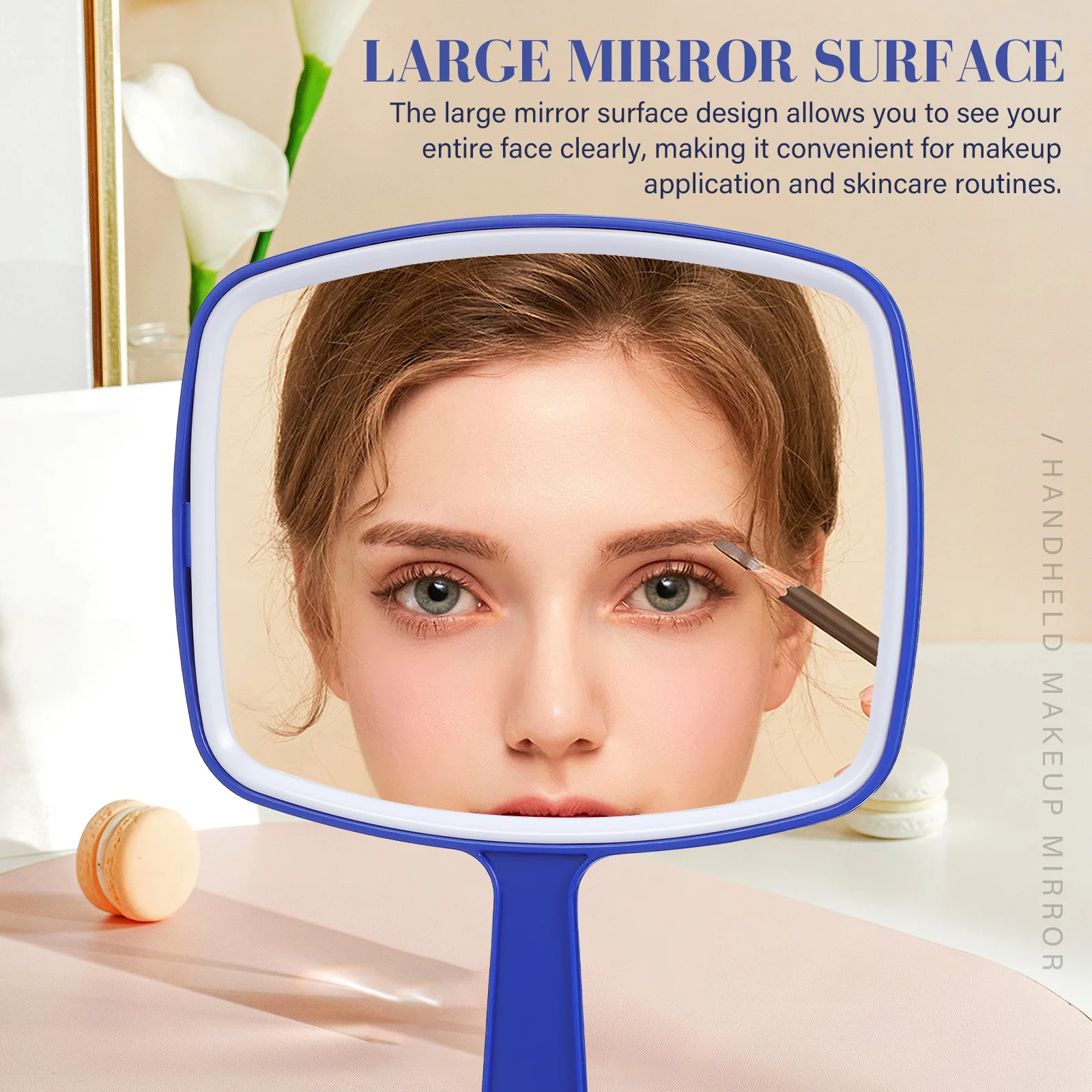 Grand miroir à main à réflexion haute définition, 3 pièces, miroir de vanité Portable pour femmes, maquillage, soins de la peau, miroirs compacts