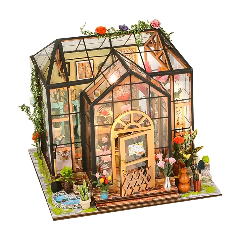 Flower House Wooden DIY Miniature Dolls House Kits Room Great Gift Idea for Craft Lover 20x20x18cm