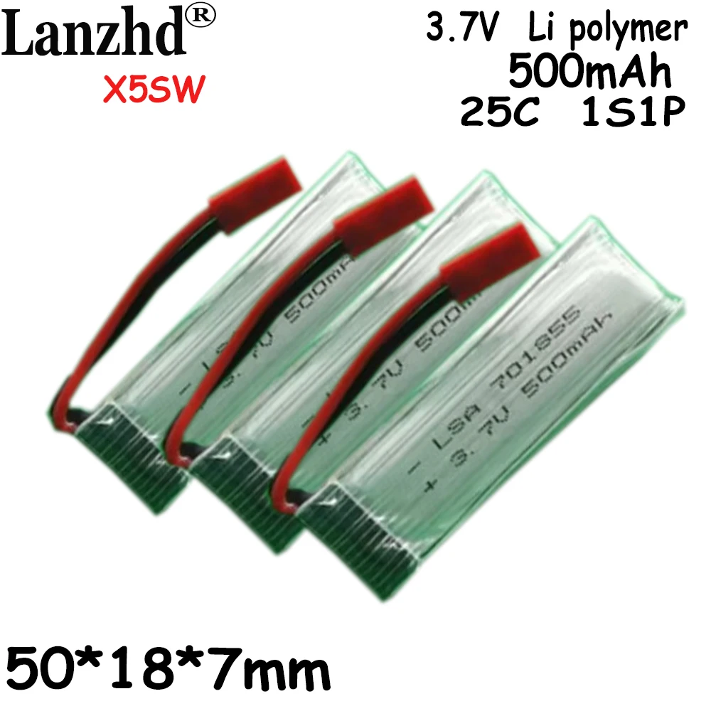 3.7V 25C Discharge high rate battery Pack 500mAh X5SW For Flying Drones Harborson X4H107 Megalaxin F47 Diferda F180  701850