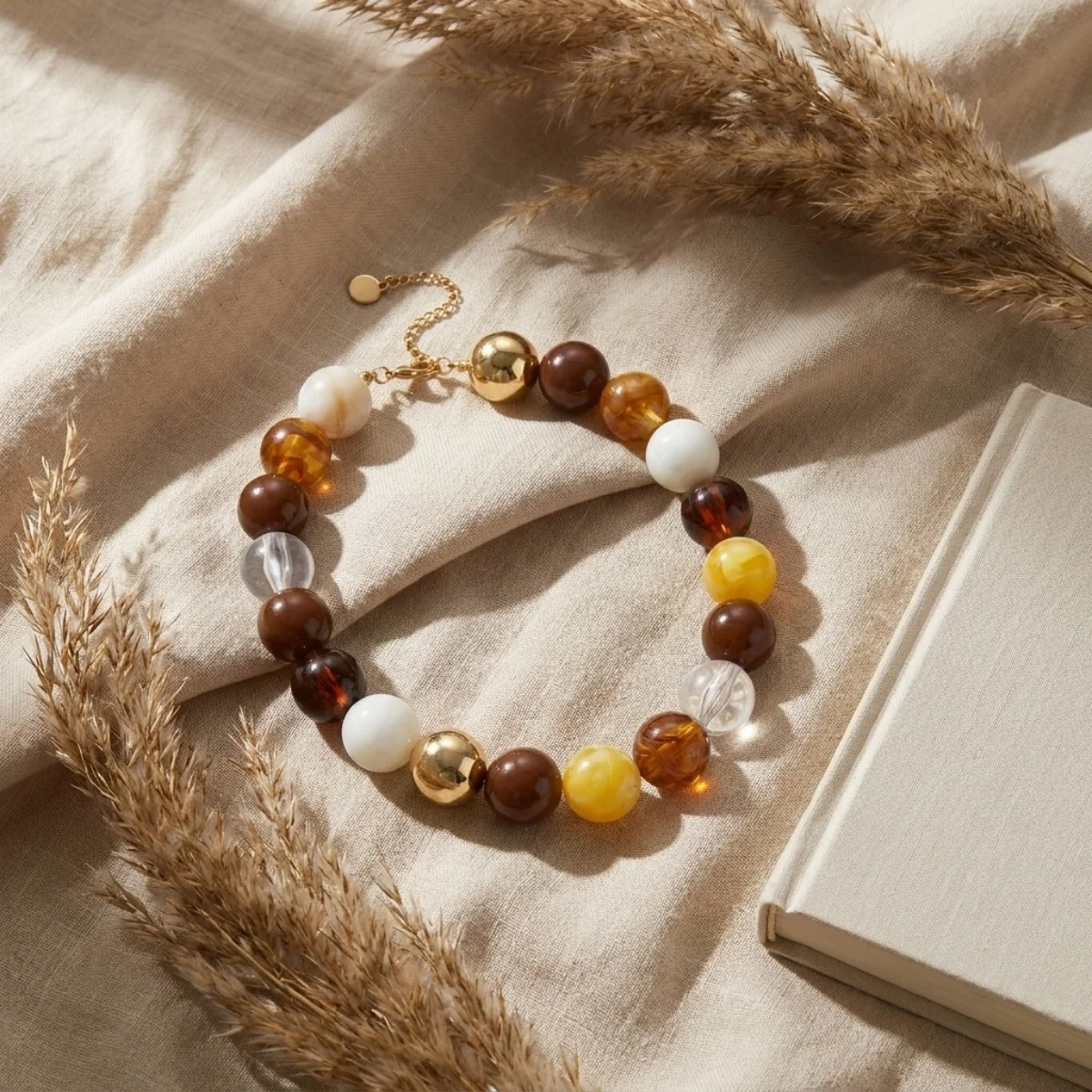 Modische bunte Acryl-Halskette mit großen runden Perlen für Damen und Herren, böhmische blaue braune Harzperlen, Choker, Y2K-Ästhetik-Schmuck – Detail 36