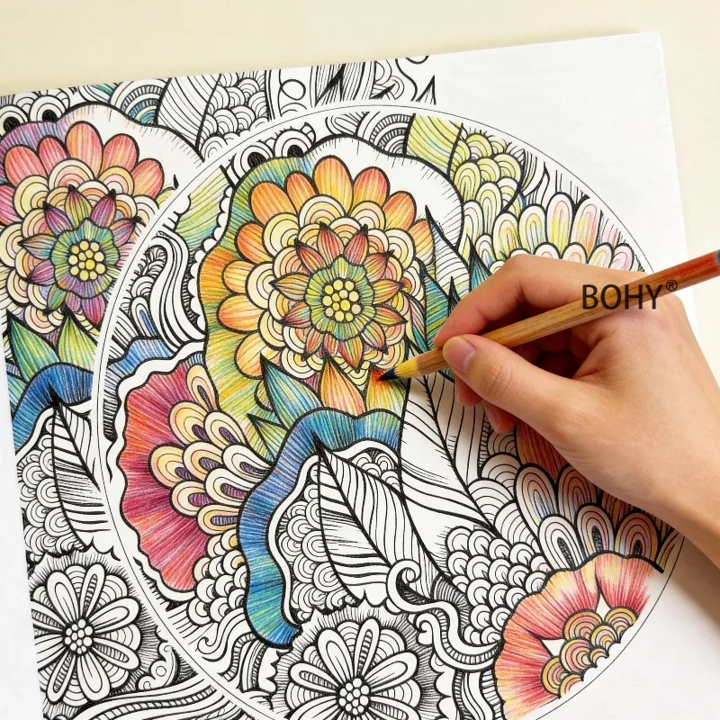 1 Flower Mandala Flower and Bird Adult Quiet Coloring Picture Book, 24 Pages of Drawing Pages Adult Emotional Release Hand Drawn