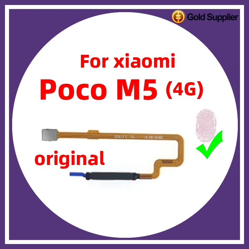 Original For Xiaomi Poco M5 Fingerprint Sensor Home Return Key Menu Power Button Flex Ribbon Cable