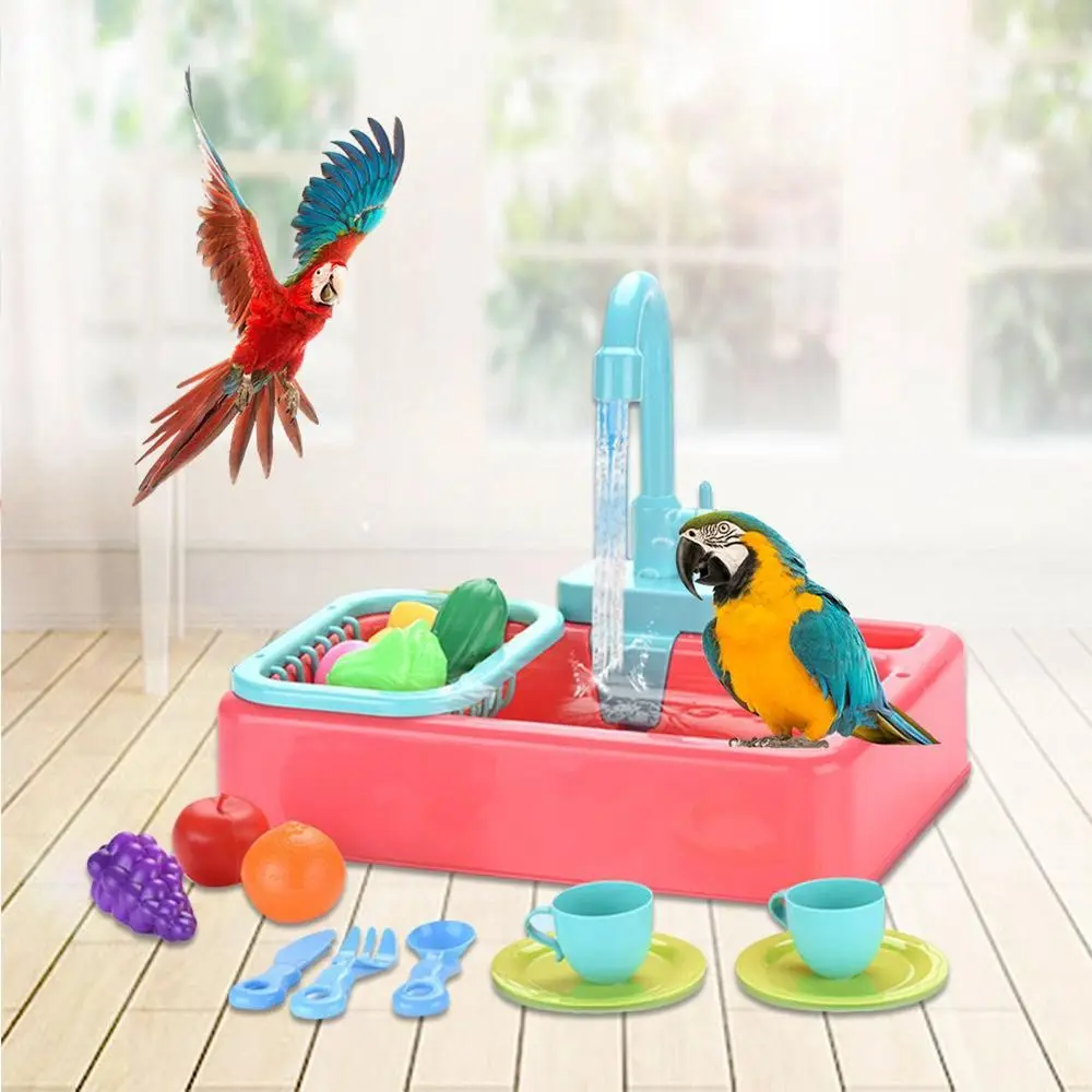 

Food Container Bath Shower Swimming Pools Pet Parrots Cleaning Tool Kitchen Playset Pet Feeder Bird Shower Bathtub Bird Toys
