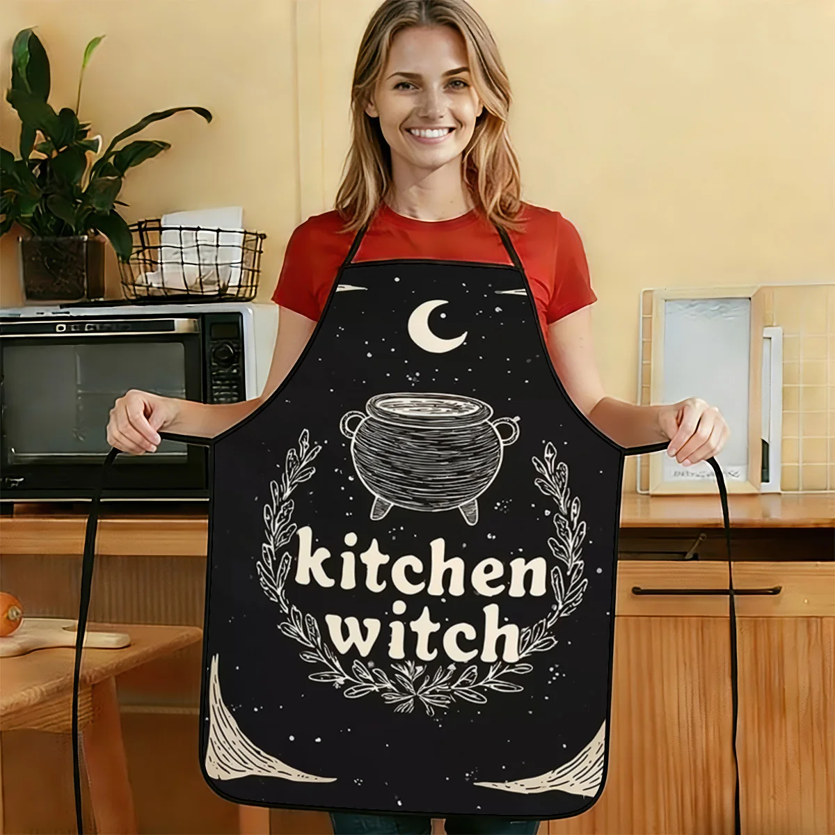 1pc of 2D Flat Kitchen Witch'S Mysterious Symbol Printed Apron, Durable And Easy to Clean, with an Adjustable Waist Strap