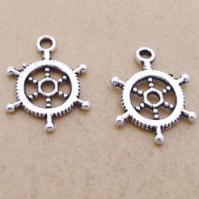 20Pcs/Lot Charms Ships Wheel Helm Rudder 20x15mm Tibetan Silver Color Pendants Antique Jewelry Making DIY Handmade Craft