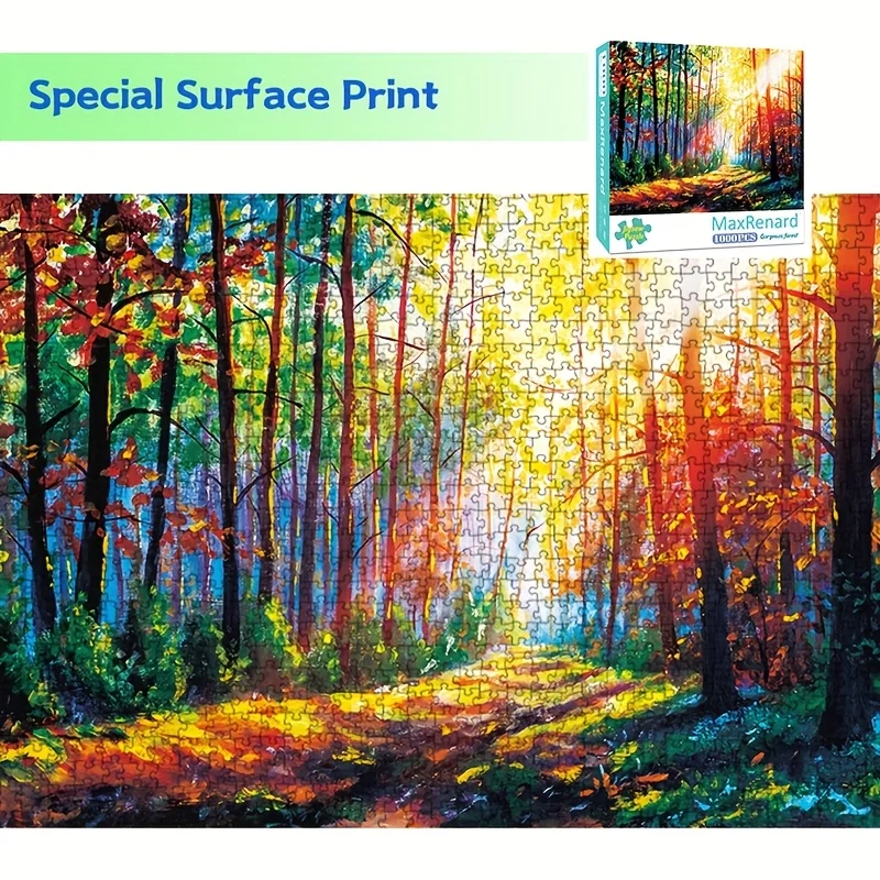 

1000 Piece Puzzle Premium Cardboard - Vibrant Forest Art Jigsaw 19x27 Inches Large Adult Puzzles home Decor Art or Gift Idea
