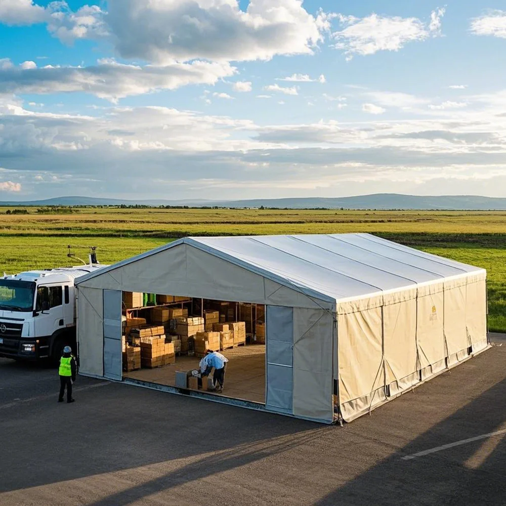 Custom Large Industrial Warehouse Storage Tent Heavy Duty Aluminum Frame Outdoor Workshop Marquee Clear Span Canopy Design