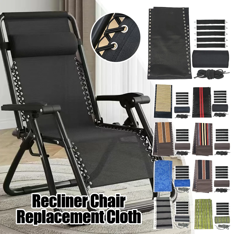 

160x43cm Beach Chair Cover Beach Lounger Replacement Cloth Breathable Wear-resistant Nylon Summer Picnic Chair Cover with Pillow