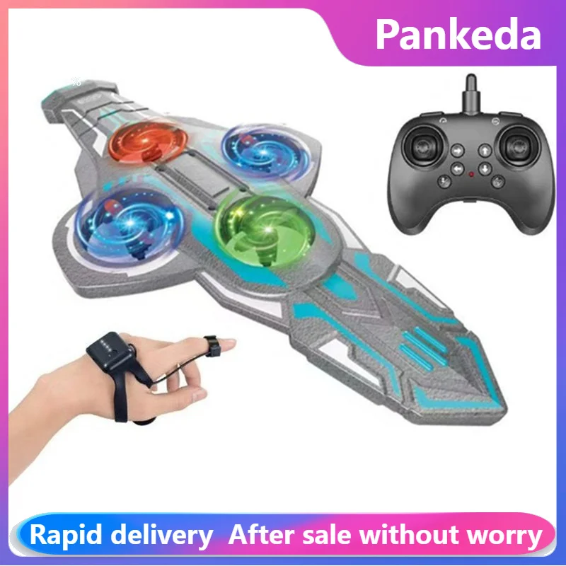 ZF72 Remote-controlled Flying Sword Drone 2.4G - 4-axis Flying Sword with Light Display Wristwatch Control Interesting Toy Gift
