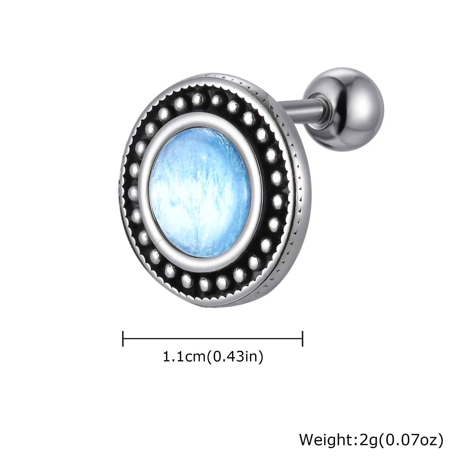 Trendy Punk Stainless Steel Stud Earrings for Men Boys, Blue Resin Round Small Earrings, New Simple Fashion Jewelry Gifts