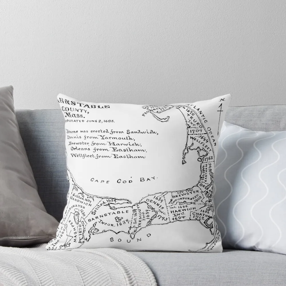 

Vintage Map of Cape Cod (1890) Throw Pillow Pillowcases Bed Cushions Sofa Cushion Cover Cushions For Children pillow