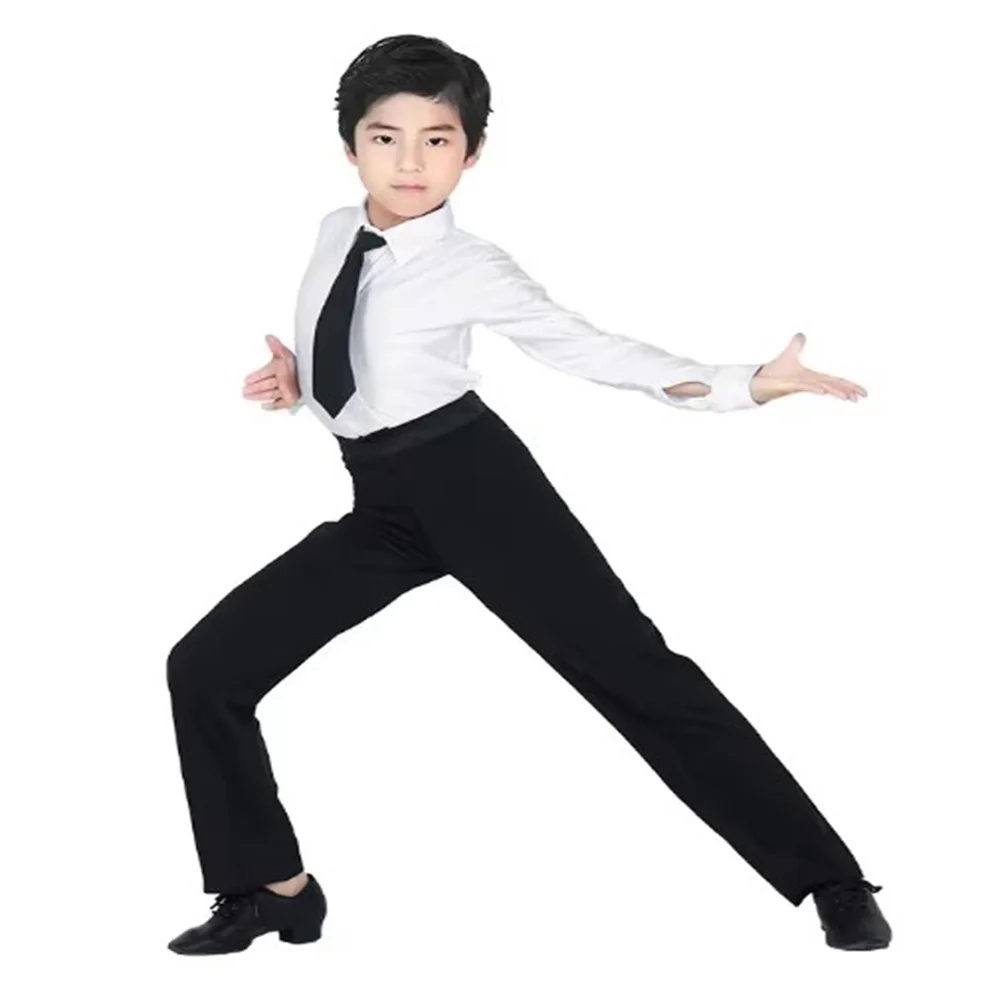 Professionele Mannen Zwarte Latin Dance Broek Jongens Volwassen Satijn Ballroom Dans Broek Salsa Tango Rumba Samba Cha Cha Latin Broek
