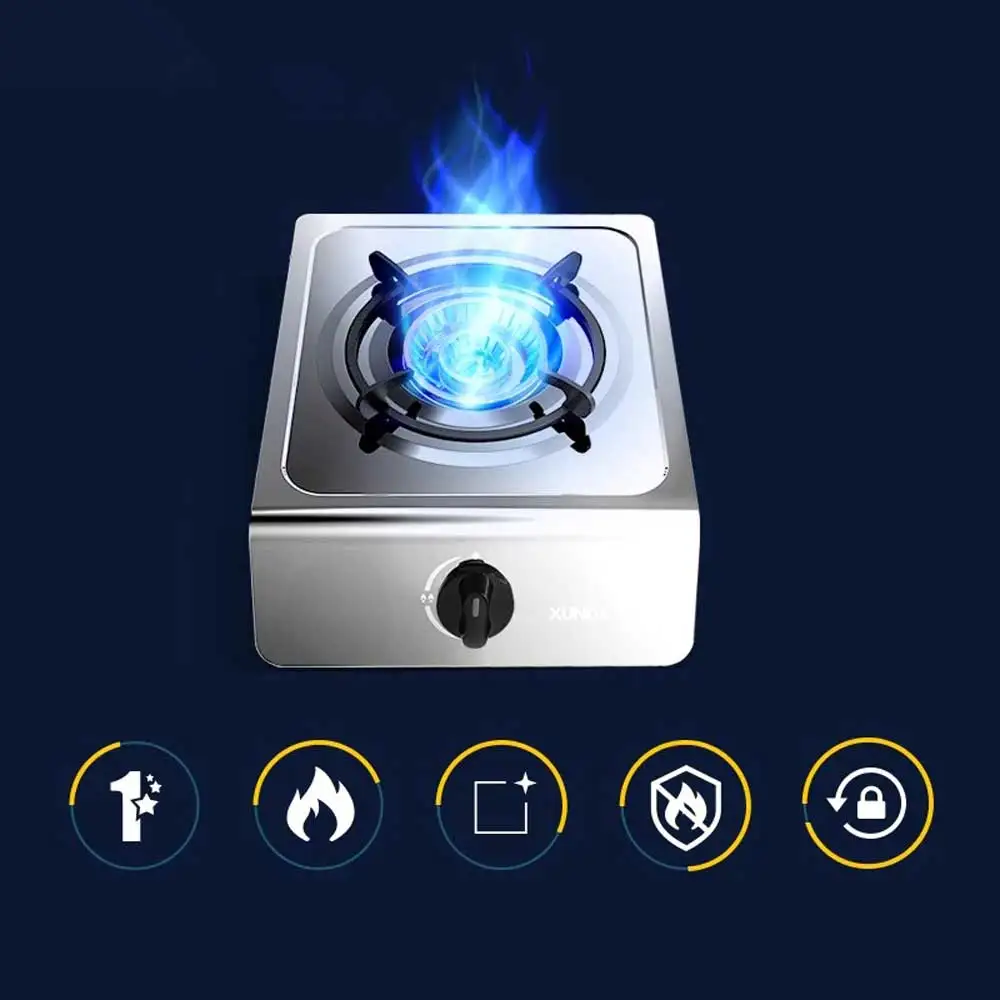 Quemador De Gas De acero inoxidable, estufa individual De escritorio, Gas Natural licuado, protección contra llamas, Fogones De Gas Para Cocina