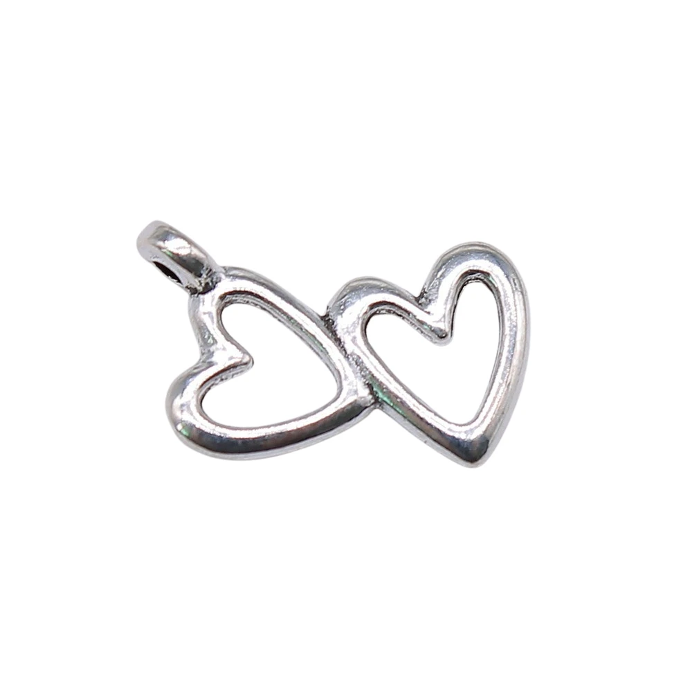 WYSIWYG 20pcs 18x16mm 4 Colors Double Hearts Hollow Charms Double Hollow Heart Charms Double Hearts Charms