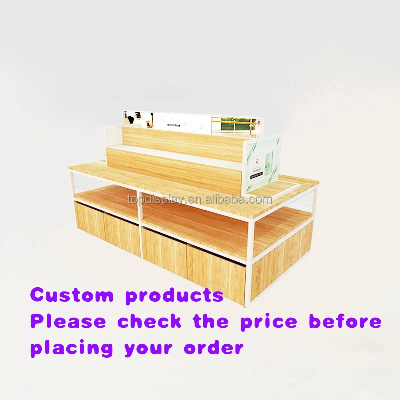 

custom.Supermarket Equipment Wooden Shelf Storage Convenience Display Racks Retail Gondola Shelving Miniso Shop Furniture