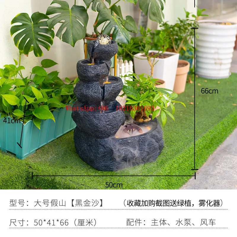 Rockery Circular Crystal Ball Flowing Landscape Decoration Modern Minimalist Desktop Decoration Fountain