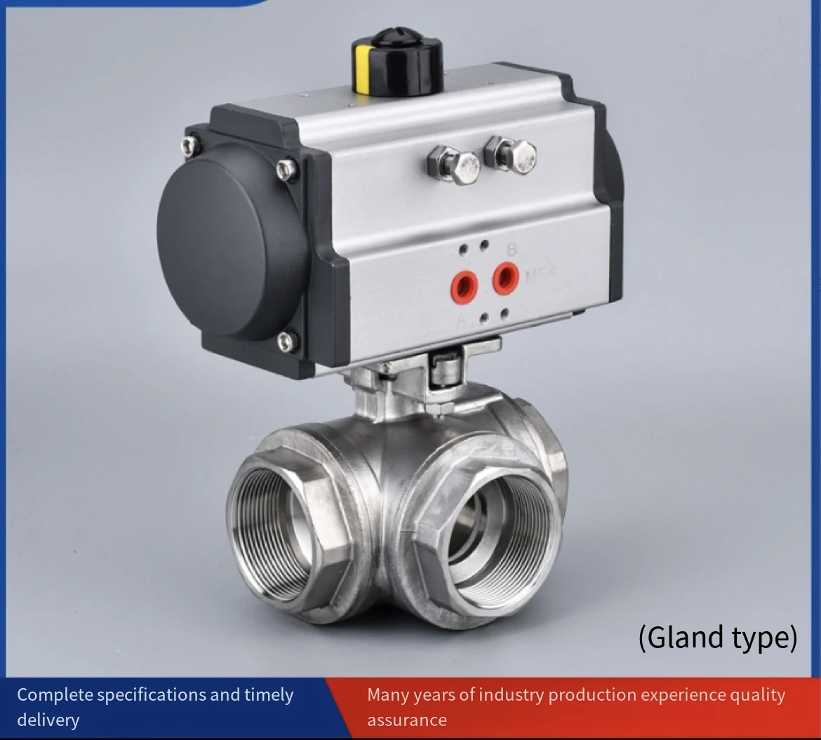 Q614F Stainless Steel Pneumatic Three-Way Ball Valve Steam Internal Thread L/T Type Steering Diverter OEM Customization Support