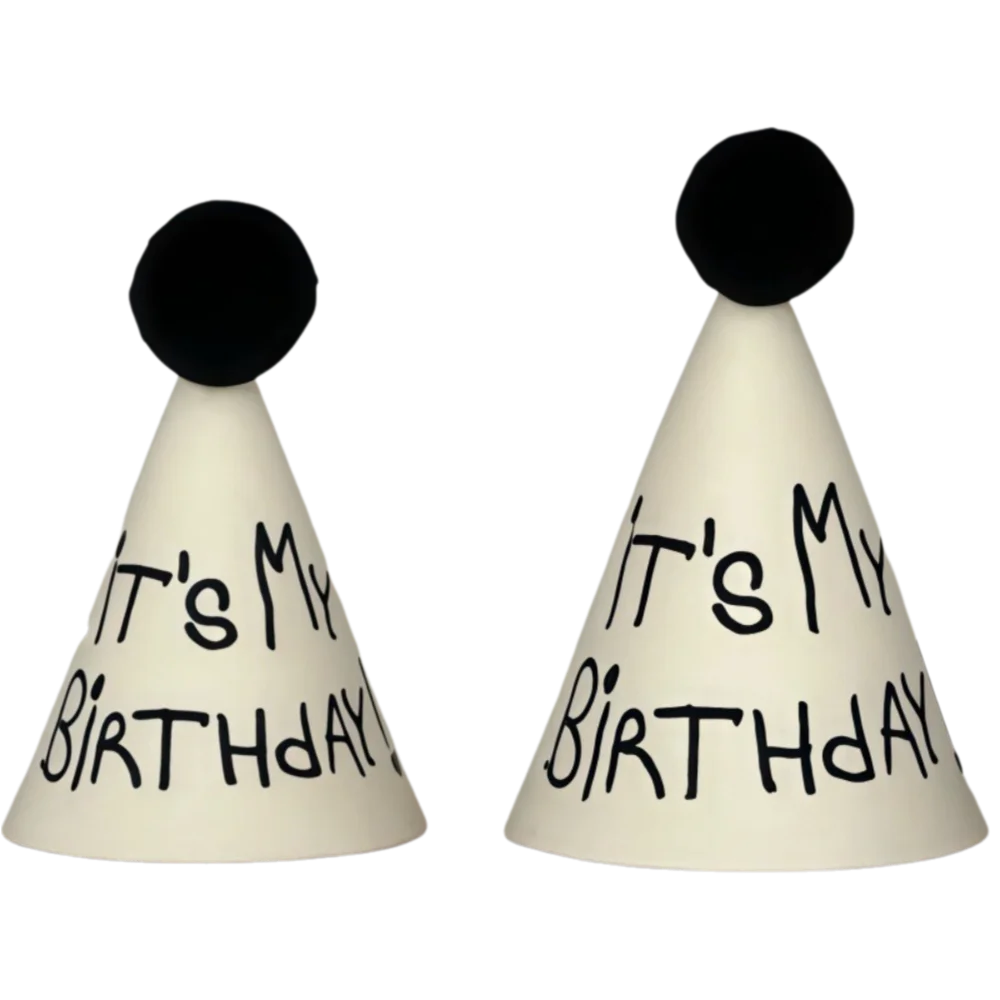 Chapeau d'anniversaire amusant dessiné à la main en tissu non tissé, chapeau d'anniversaire à motifs graffiti, chapeau de princesse pour célébration d'anniversaire
