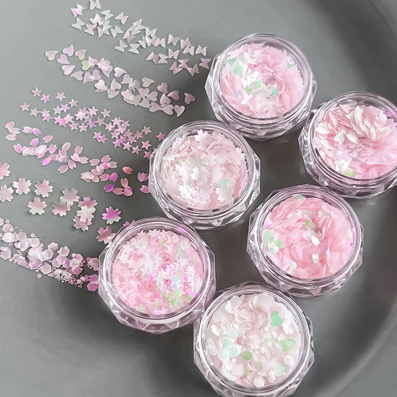 네일 아트 스팽글 불규칙한 편광 인어 스팽글 파인 스파클 파우더 두꺼운 얇은 혼합 나비 스타 스팽글 네일 장식