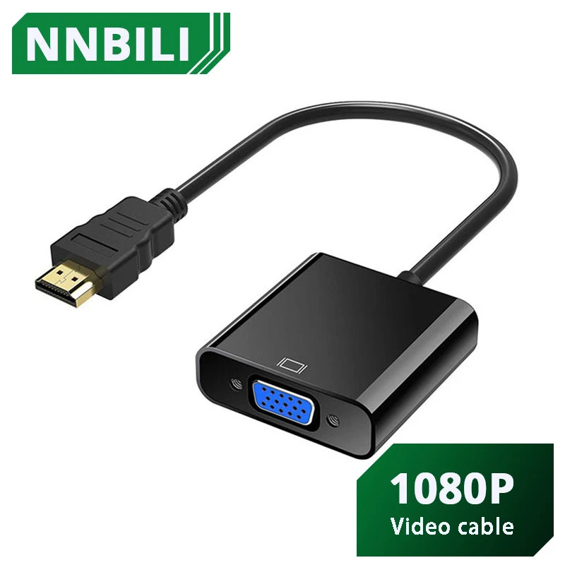 Convertisseur de câble HDMI vers VGA avec alimentation audio, adaptateur mâle vers femelle, HD 1080P, tablette, ordinateur portable, PC, TV