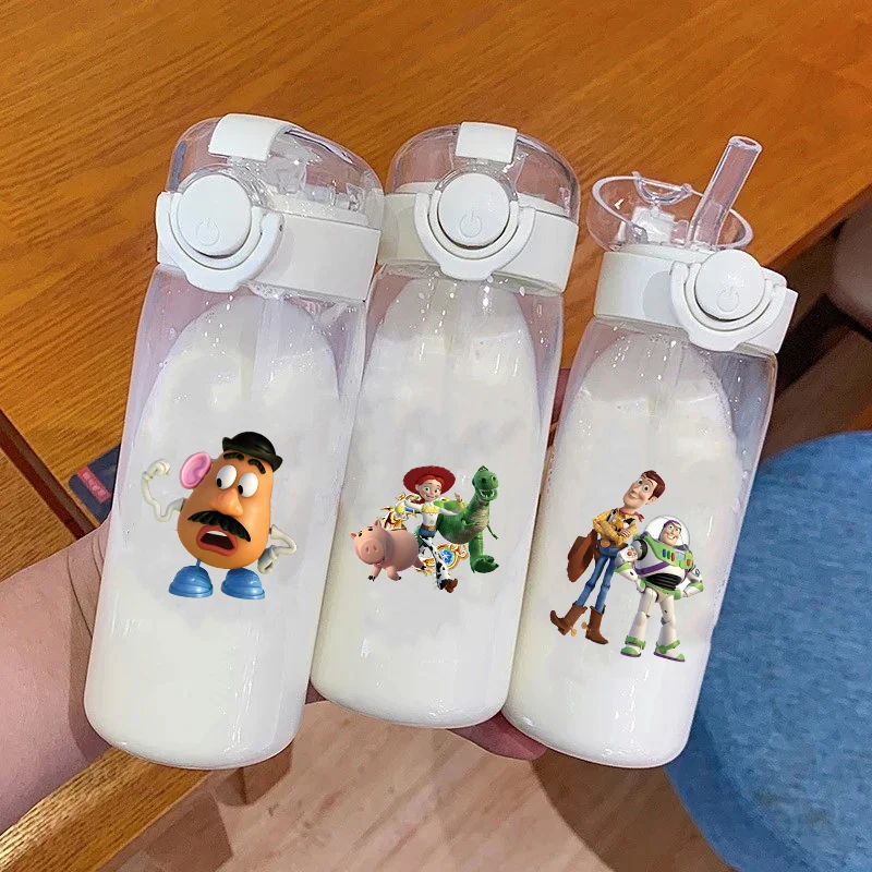 400ml/600ml Disney Toy Story Buzz Lightyear Transparent Straw Large Capacity Outdoor Portable Camping Fitness Sports Water Cup