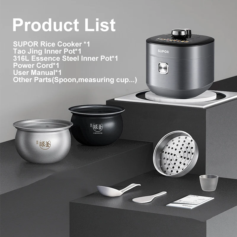 SUPOR IH Electric Pressure Cooker 5L Multi -function High -quality Stainless Steel Electric Rice Cooker Color Touch Screen 2200W