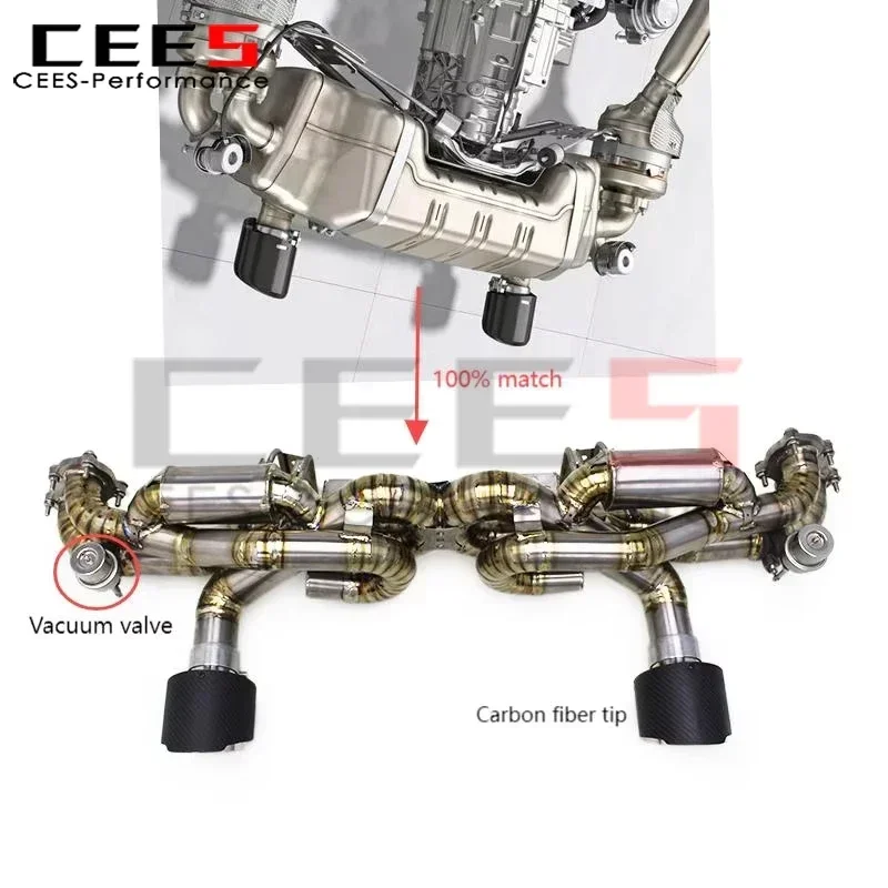 CEES Titanium Catback Muffler Exhaust System Assembly for Porsche 718 Cayman GT4 4.0L 2022-2025 Valved Exhaust Pipe