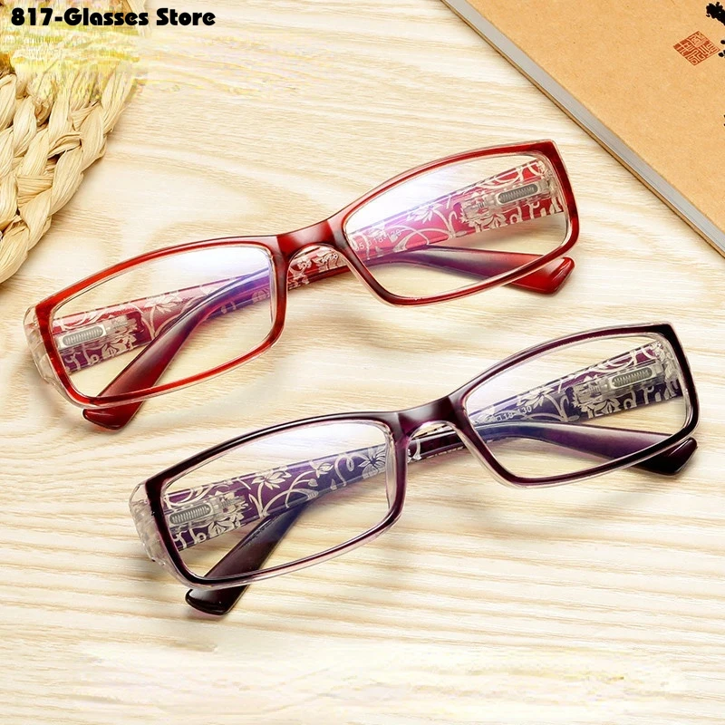 Anti-blue Light Ladies Reading Glasses New Style Carved Reading Glasses Spring Leg Women's Reading Glasses +1.0 To +4.0